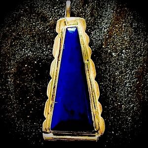 Vintage Navajo Eric & Carol Fiero Lapis Sterling Silver Necklace Pendant